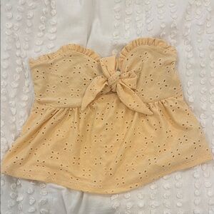 SHEIN Yellow Bustier Tie Front Crop Top